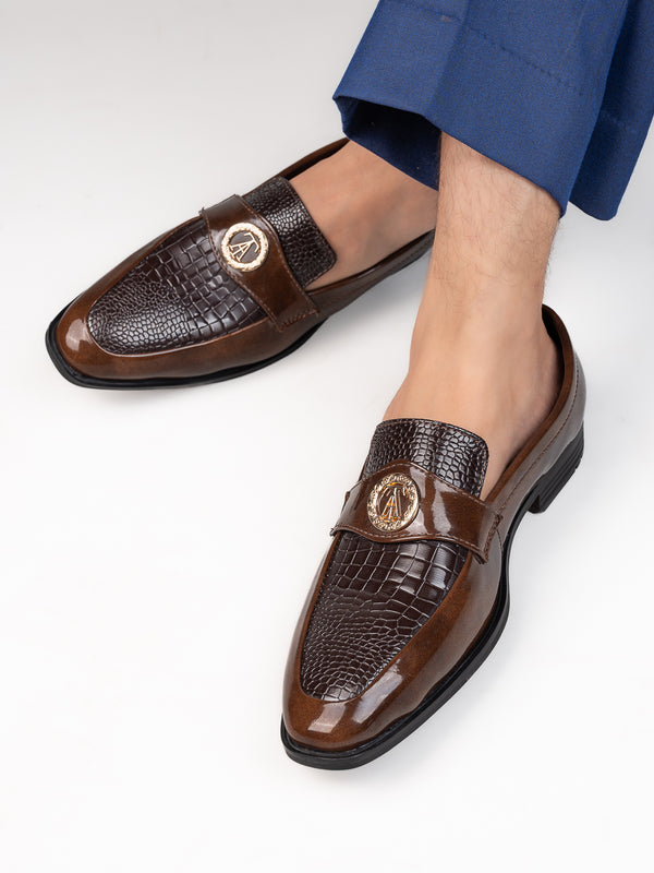 alberto torresi Alberto Torresi Wedding BrownPatent Shoe With Metal Accent