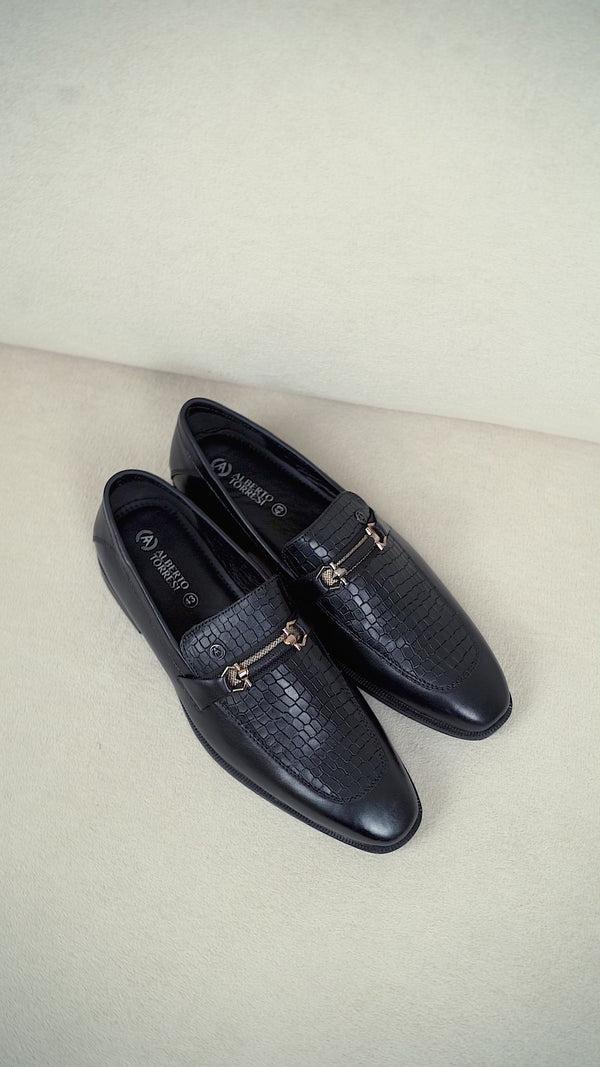 Alberto Torresi Albertoi Torresi Men's Calabria Black Buckle Slip-Ons