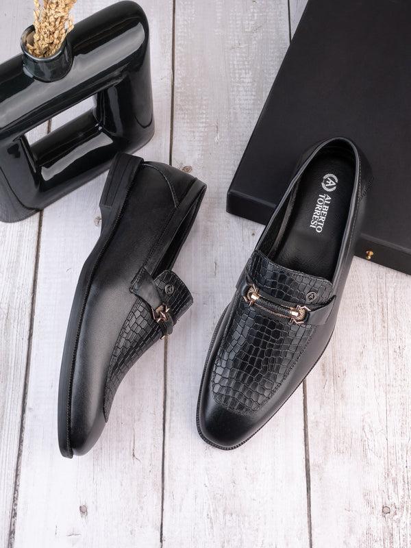 alberto torresi Albertoi Torresi Men's Calabria Black Buckle Slip-Ons