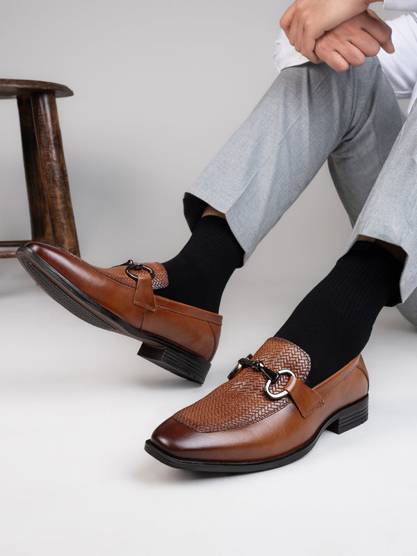 alberto torresi Premium Branded Horsebit Formal Leather Loafer With Tpr Sole And Heel Support