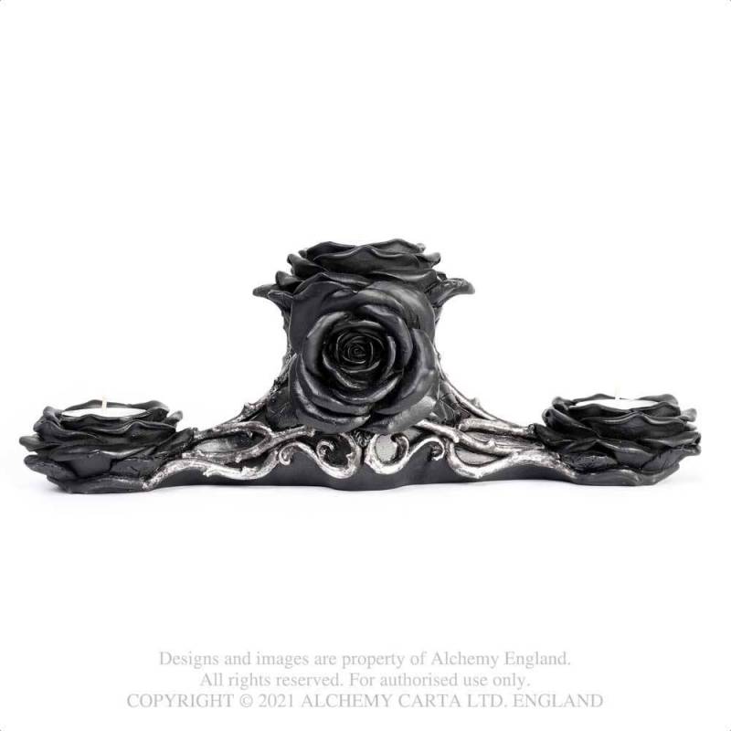 Alchemy England Black Rose Triple T-Light Holder (V96)