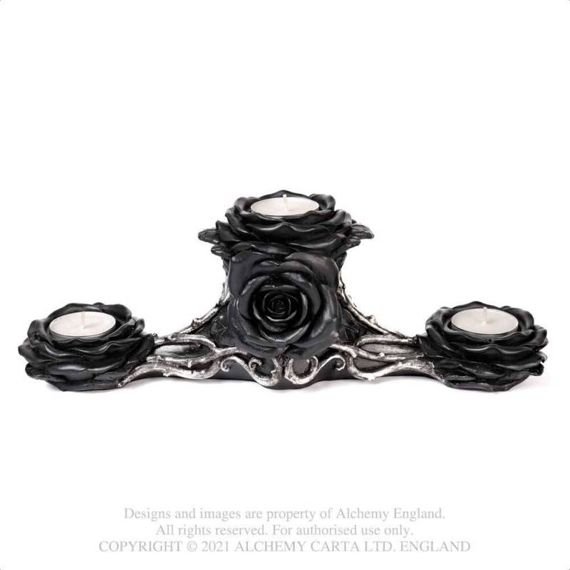 alchemy england Black Rose Triple T-Light Holder (V96)