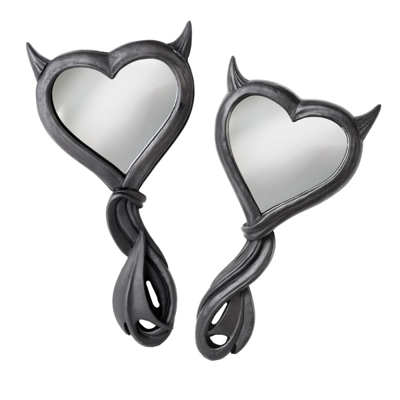 Alchemy England Devil's Heart Hand Mirror (Black) (V80B)