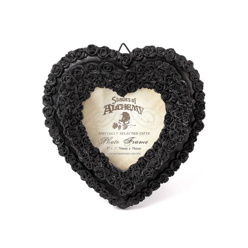 alchemy england Small Black Rose Heart Photo Frame (SA21)