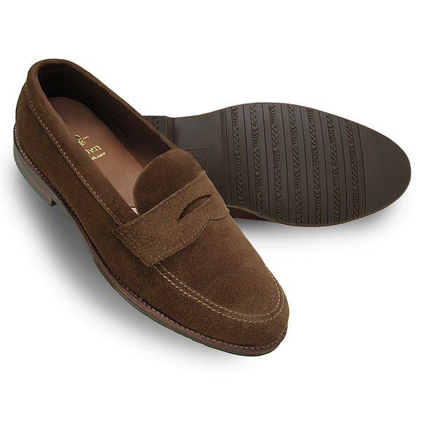 Alden 6221L Unlined Penny Loafer (Snuff Suede With Rubber Sole)