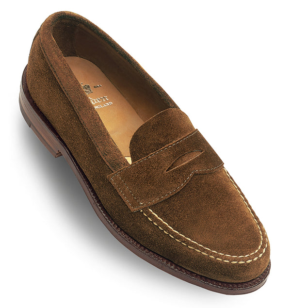 alden 6243F Unlined Leisure Handsewn Penny Loafer LHS (Snuff Suede)