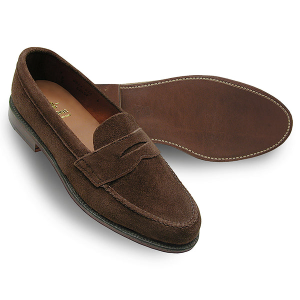 Alden 6245F Unlined Leisure Handsewn Penny Loafer LHS (Dark Brown Suede)