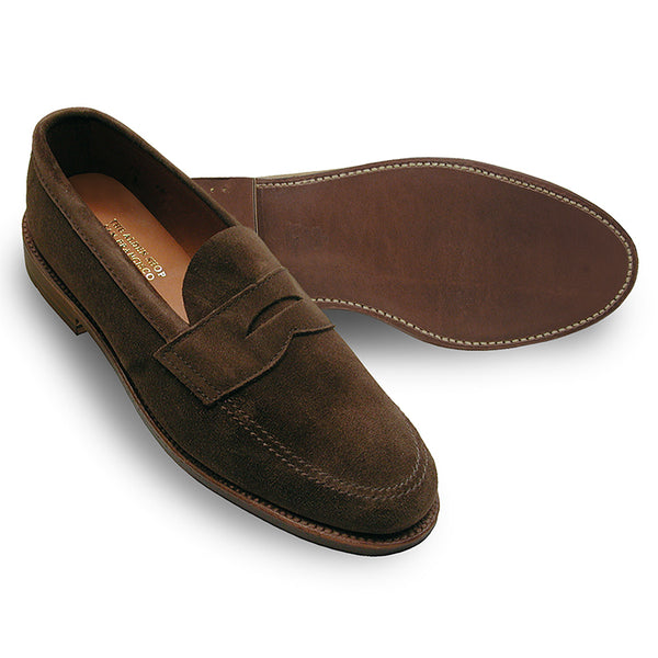Alden 5736F Unlined Penny Loafer (Dark Brown Suede)