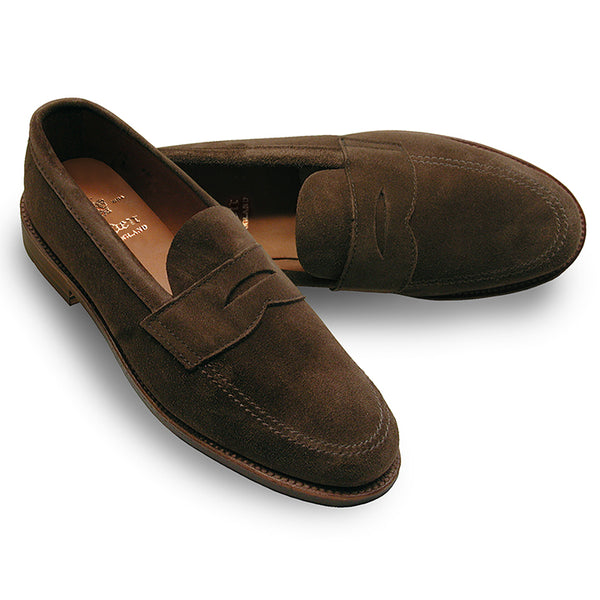Alden 5736F Unlined Penny Loafer (Dark Brown Suede)