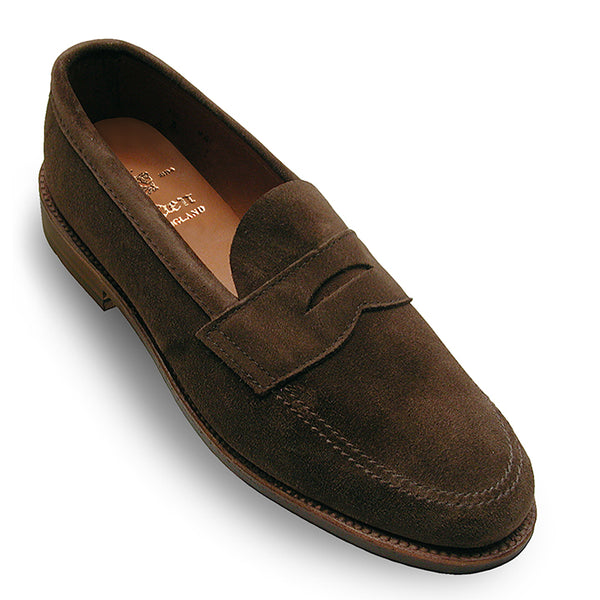 Alden 5736F Unlined Penny Loafer (Dark Brown Suede)