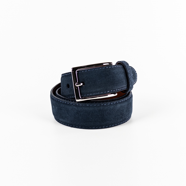 alden Alden Belt with Nickel Buckle (Navy Suede)
