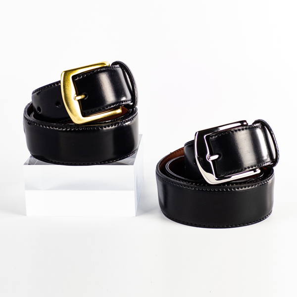alden Alden Wide Belt with Brass or Nickel Buckle (Black Shell Cordovan)