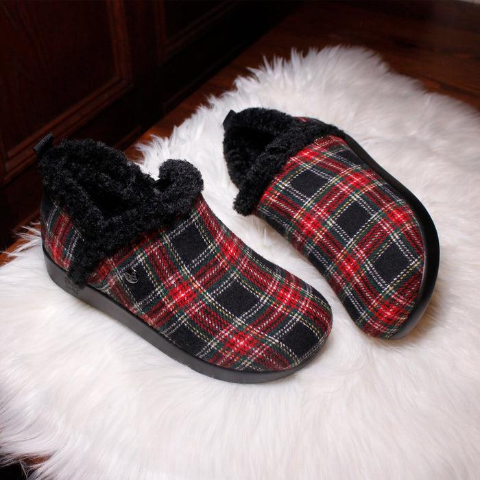Alegria Cozee Plaidly Black Slipper