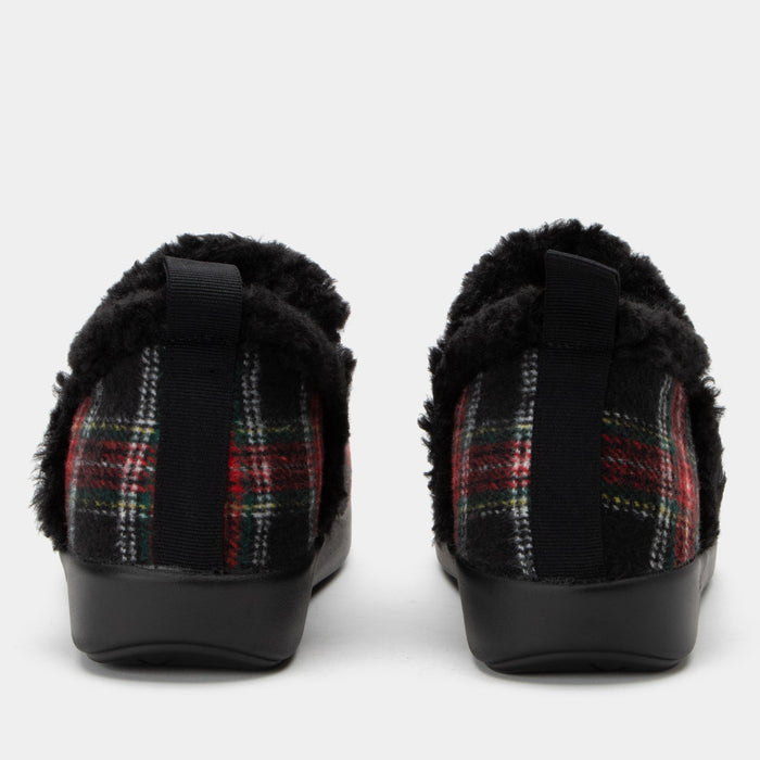 Alegria Cozee Plaidly Black Slipper