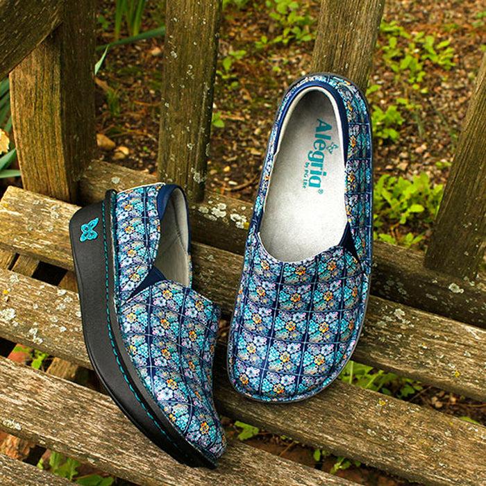 Alegria Debra Rose's Blue Quilt Shoe
