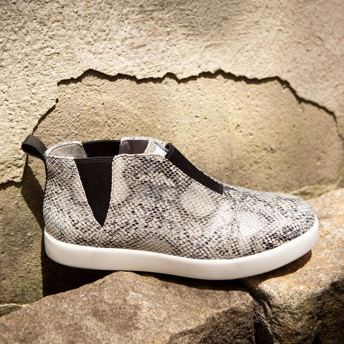 Alegria Parker Grey Snake Bootie