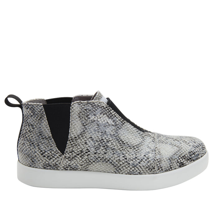 Alegria Parker Grey Snake Bootie