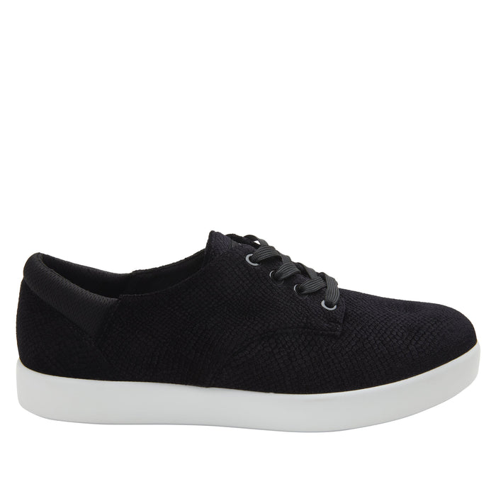 alegria Poly Black Velvet Snake Shoe