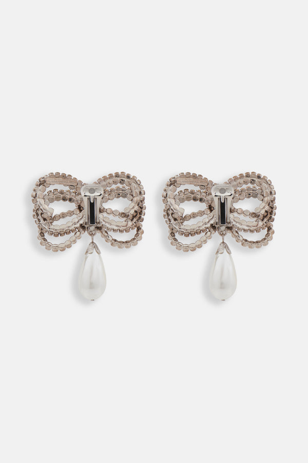 Alessandra Rich BOW PEARL EARRINGS