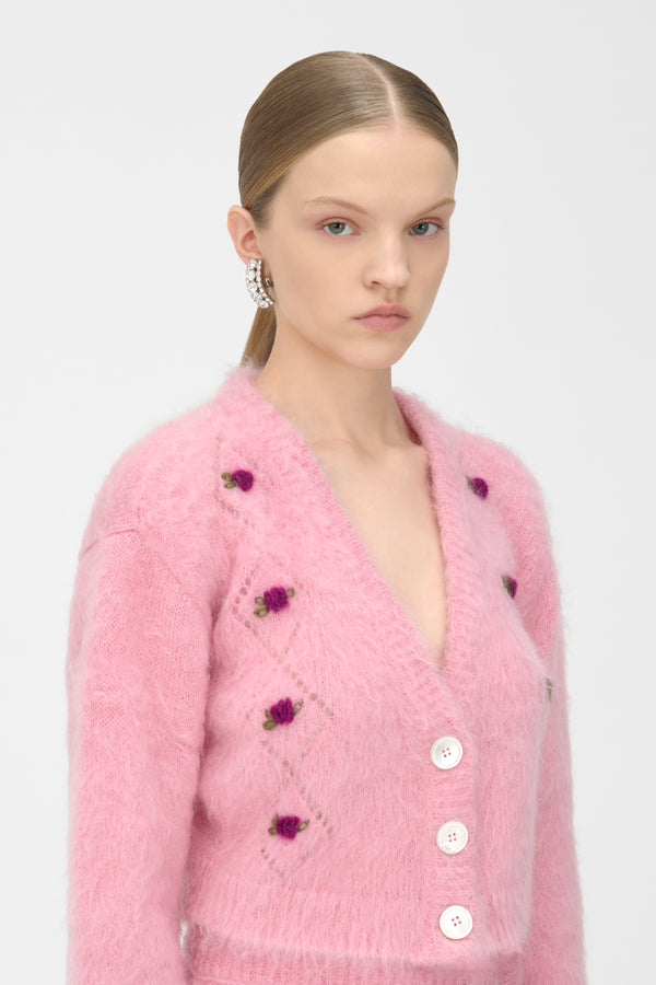 Alessandra Rich CARDED MOHAIR CARDIGAN