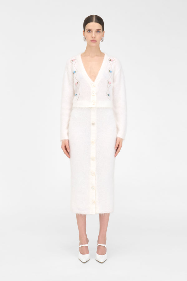 Alessandra Rich CARDED MOHAIR MIDI SKIRT