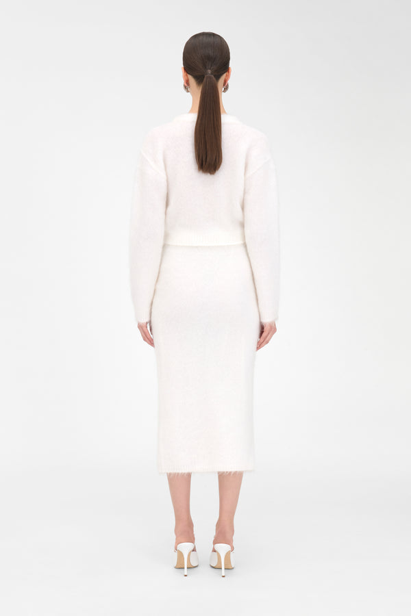 Alessandra Rich CARDED MOHAIR MIDI SKIRT