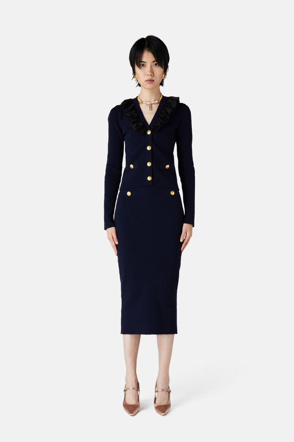 Alessandra Rich CARDIGAN WITH RUCHES