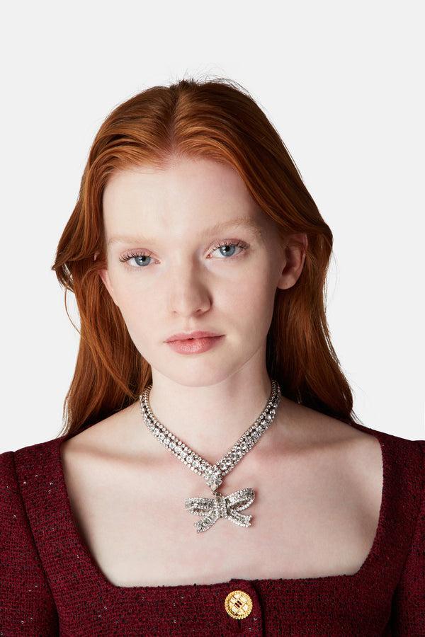 Alessandra Rich CRYSTAL NECKLACE WITH BOW