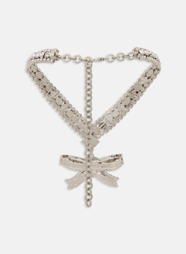 alessandra rich CRYSTAL NECKLACE WITH BOW