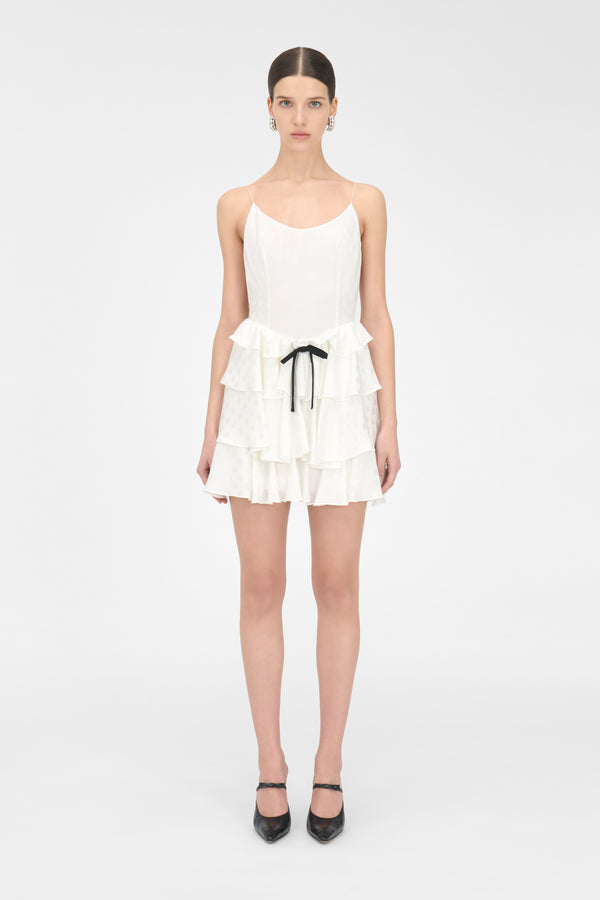Alessandra Rich FLOWERS JACQUARD MINI DRESS
