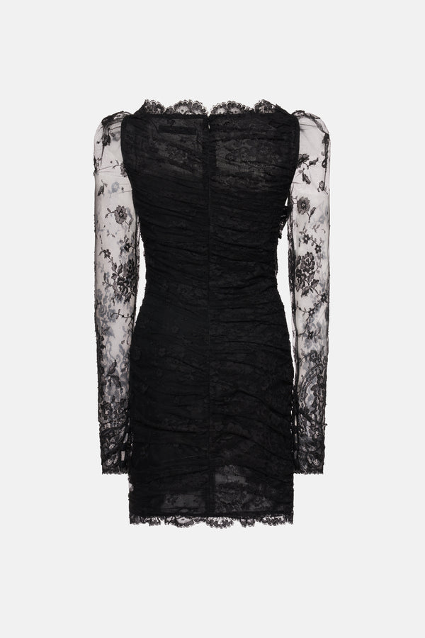alessandra rich LACE DRAPED MINI DRESS