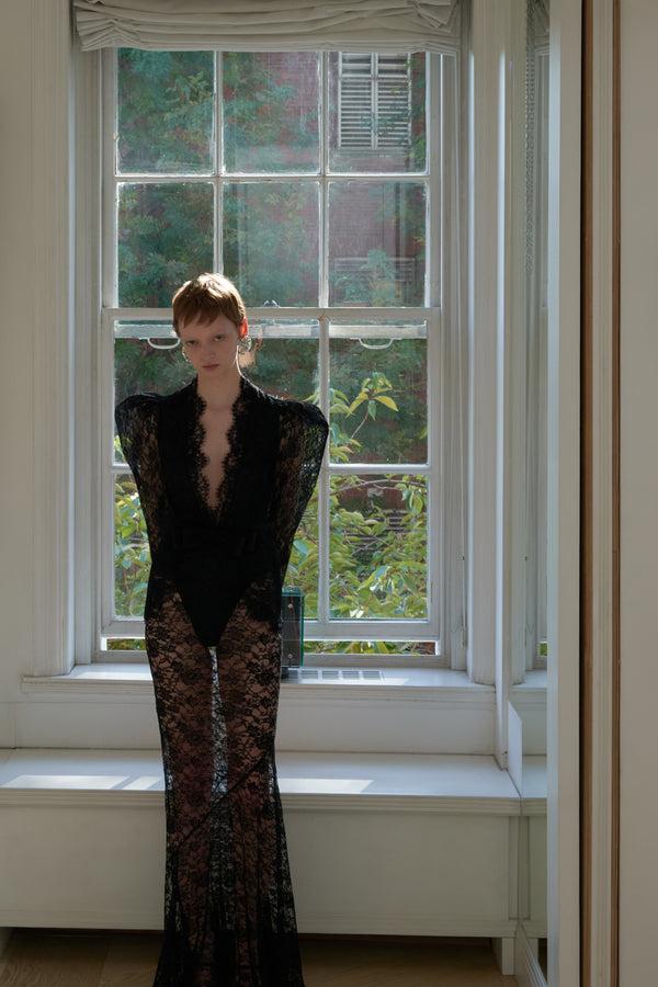 Alessandra Rich LACE DRESS WITH PEPLUM