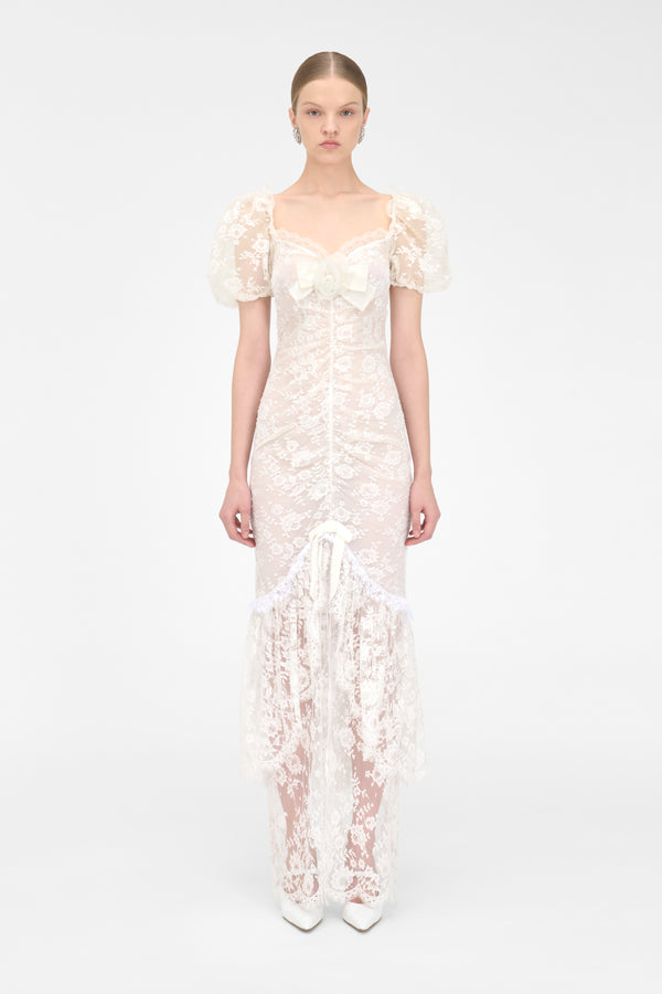 Alessandra Rich LACE DRESS WITH ROSE