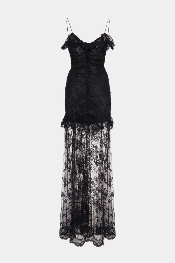 Alessandra Rich LACE DRESS WITH SPLIT