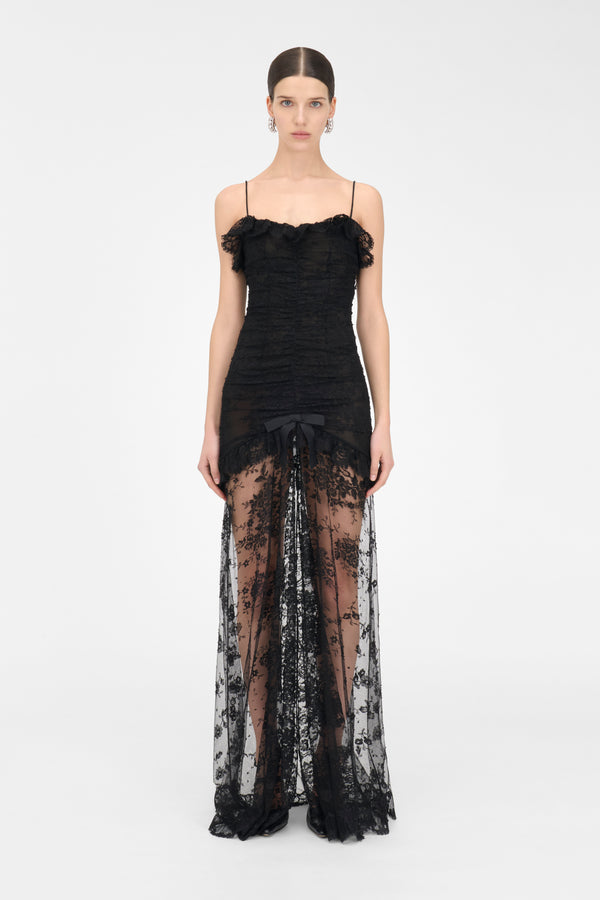 Alessandra Rich LACE DRESS WITH SPLIT