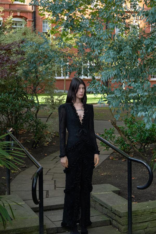 Alessandra Rich LACE V-NECK DRESS