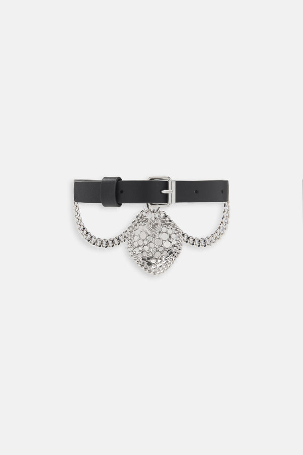 alessandra rich LEATHER CHOKER WITH HEART