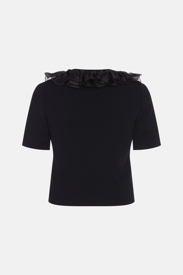 alessandra rich MERINO SWEATER WITH ORGANZA