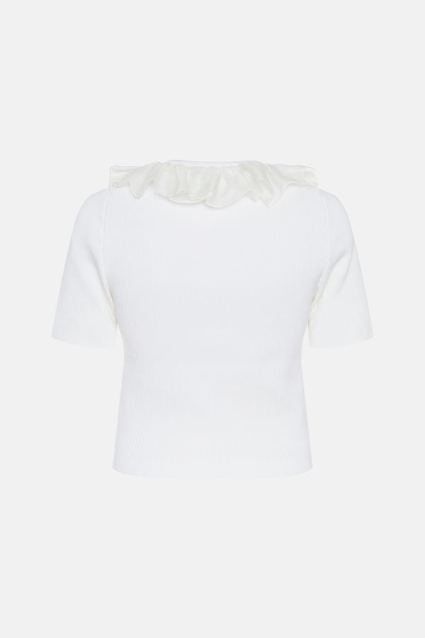 alessandra rich MERINO SWEATER WITH ORGANZA