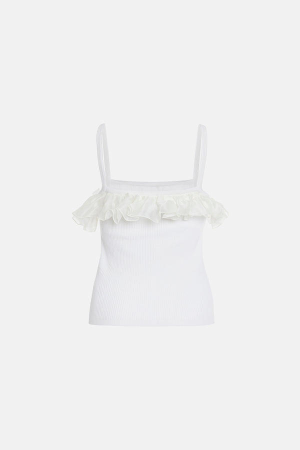Alessandra Rich MERINO TOP WITH ORGANZA