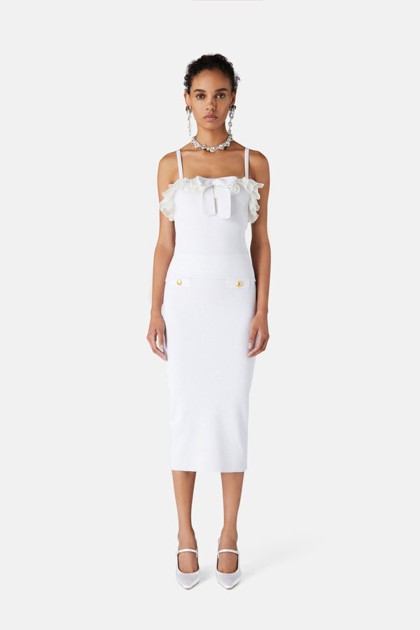 Alessandra Rich MERINO TOP WITH ORGANZA