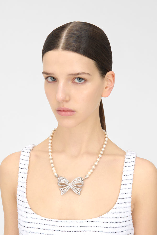 Alessandra Rich PEARL NECKLACE WITH BOW