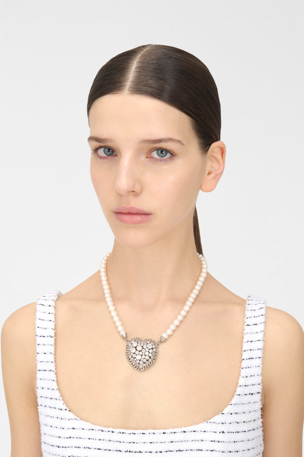 Alessandra Rich PEARL NECKLACE WITH HEART