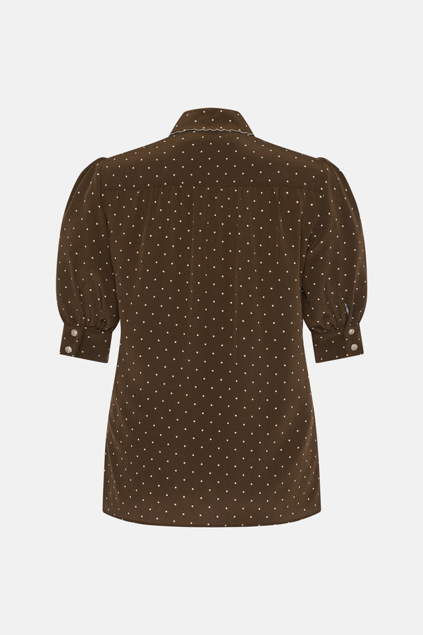 Alessandra Rich POLKA DOT BLOUSE WITH COLLAR