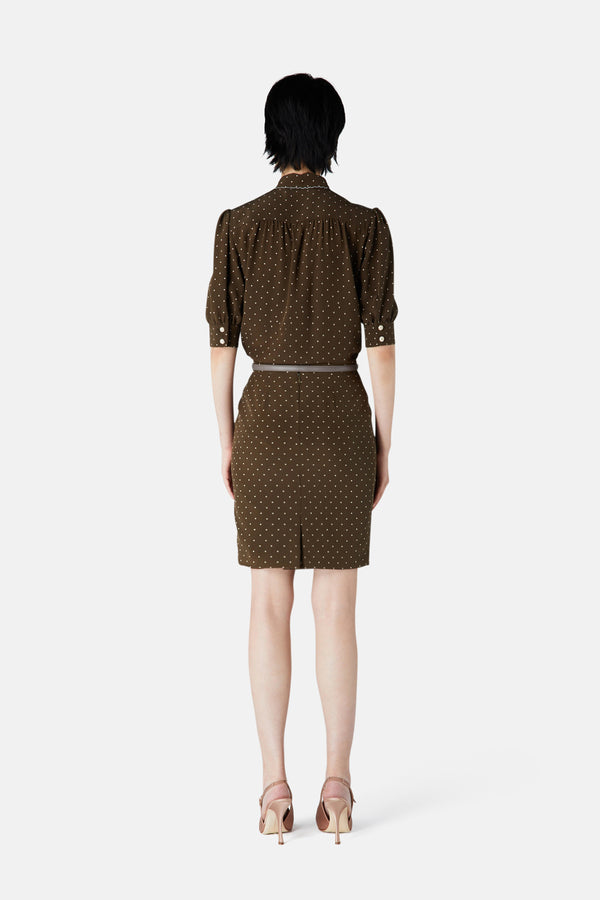 Alessandra Rich POLKA DOT BLOUSE WITH COLLAR