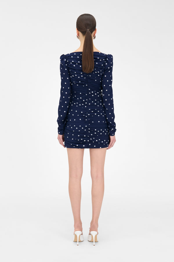 Alessandra Rich POLKA DOT DRAPED MINI DRESS