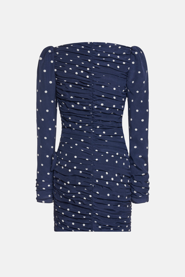 alessandra rich POLKA DOT DRAPED MINI DRESS