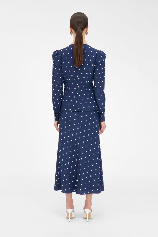 Alessandra Rich POLKA DOT DRESS WITH JEWEL BUTTONS