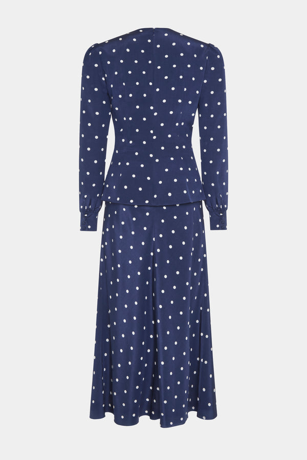 alessandra rich POLKA DOT DRESS WITH JEWEL BUTTONS