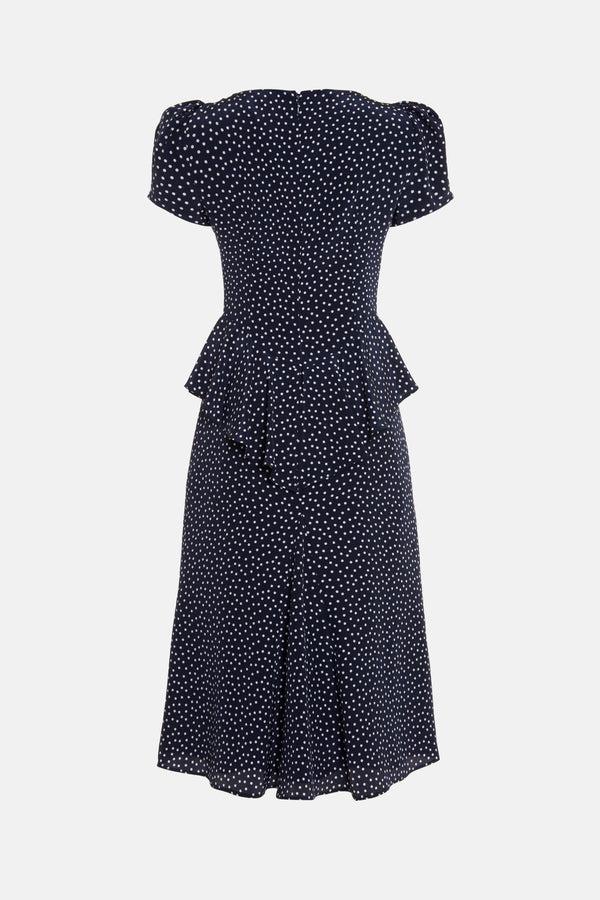 Alessandra Rich POLKA DOT DRESS WITH PEPLUM